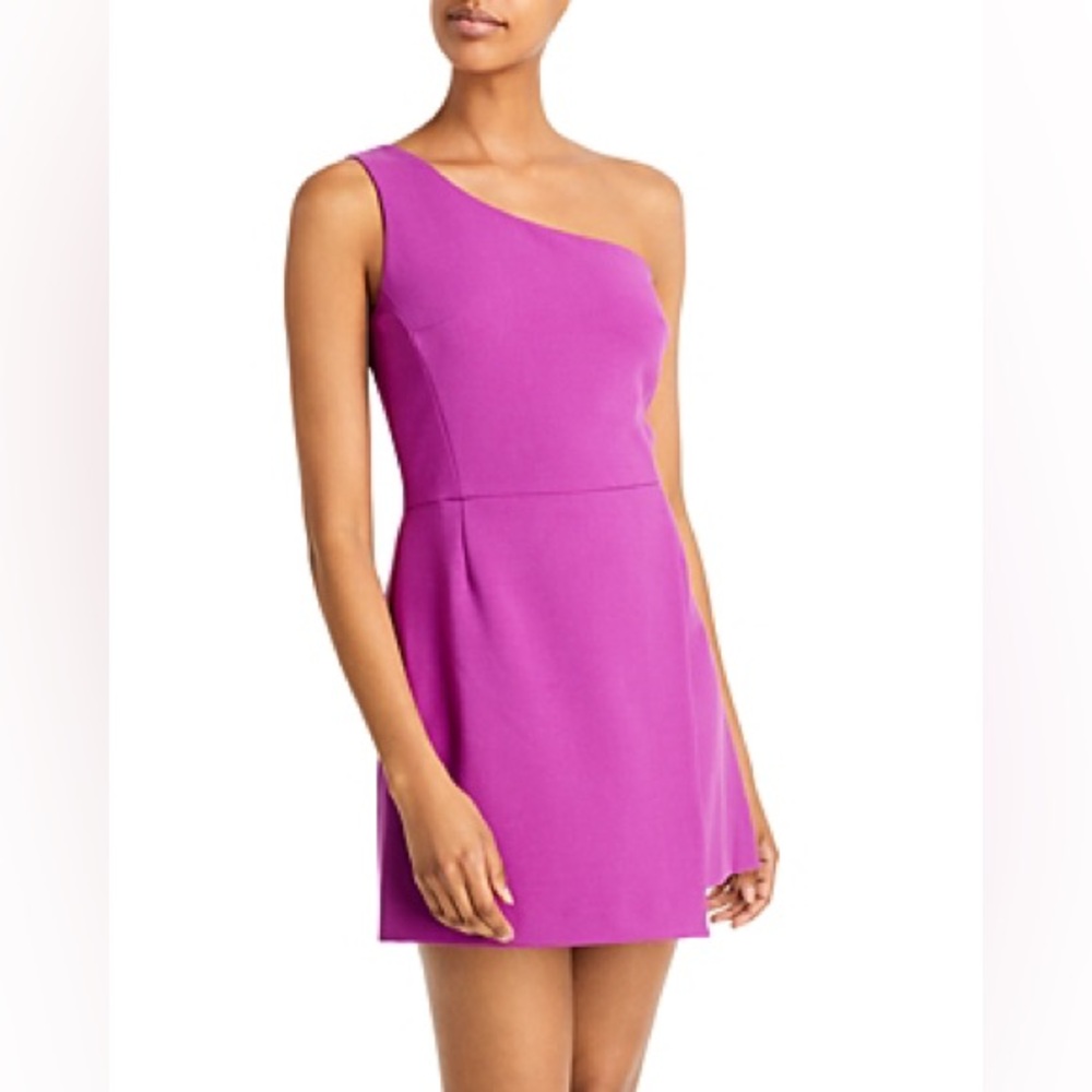 French Connection Whisper One Shoulder Mini Dress Size 0 Magenta A-Line